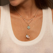 Collier plaque or ethan bleu givre